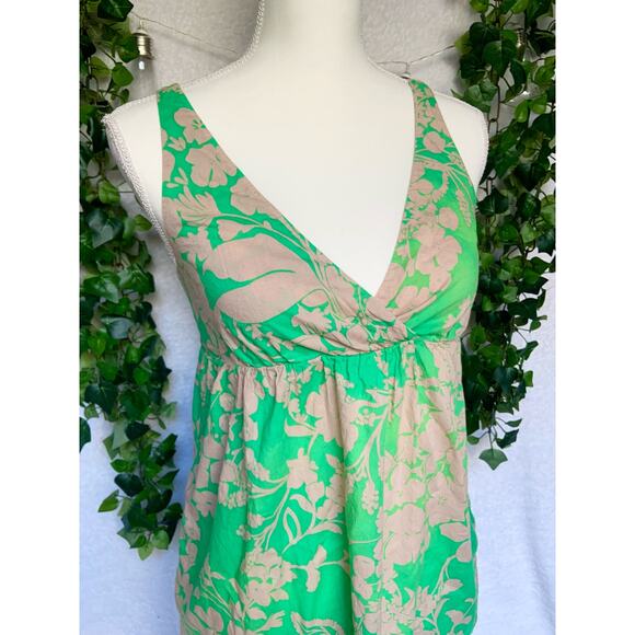 Old Navy Made in Indonesia Floral Green and Tan Mini Dress Women’s Size Small - Picture 4 of 9